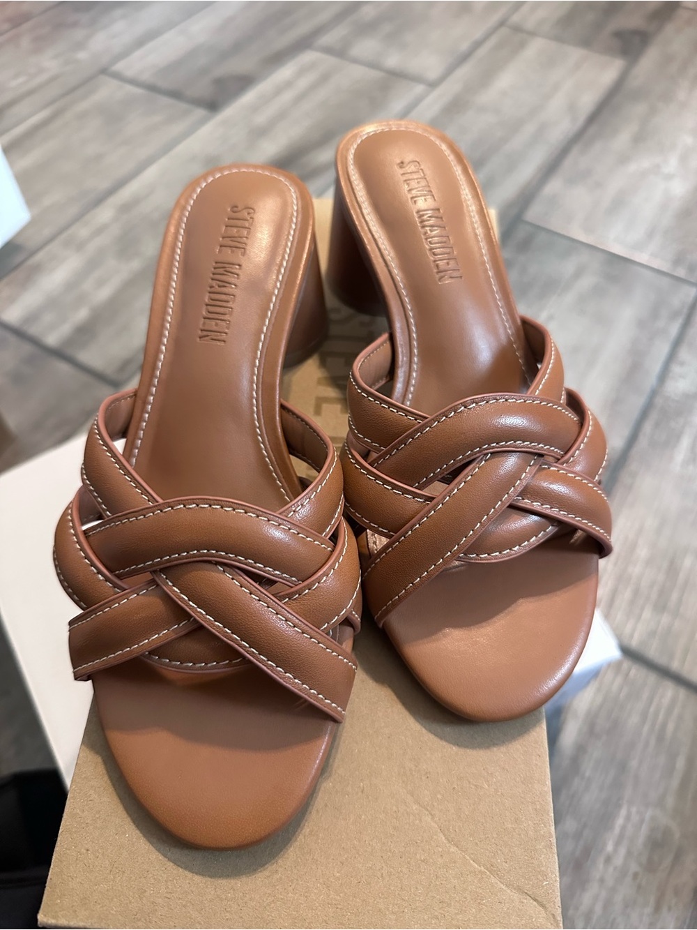 Steve Madden Braided Tan Slide Mules